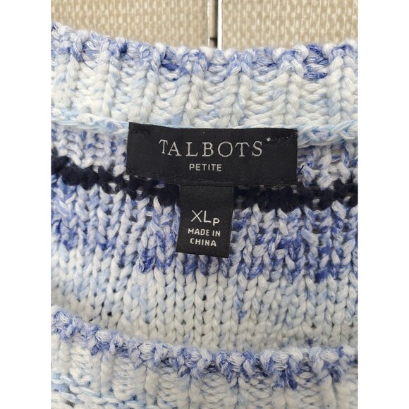 Talbots Petite 100% Cotton Striped Crewneck Sleeveless Sweater Vest Size XLP - Picture 2 of 5